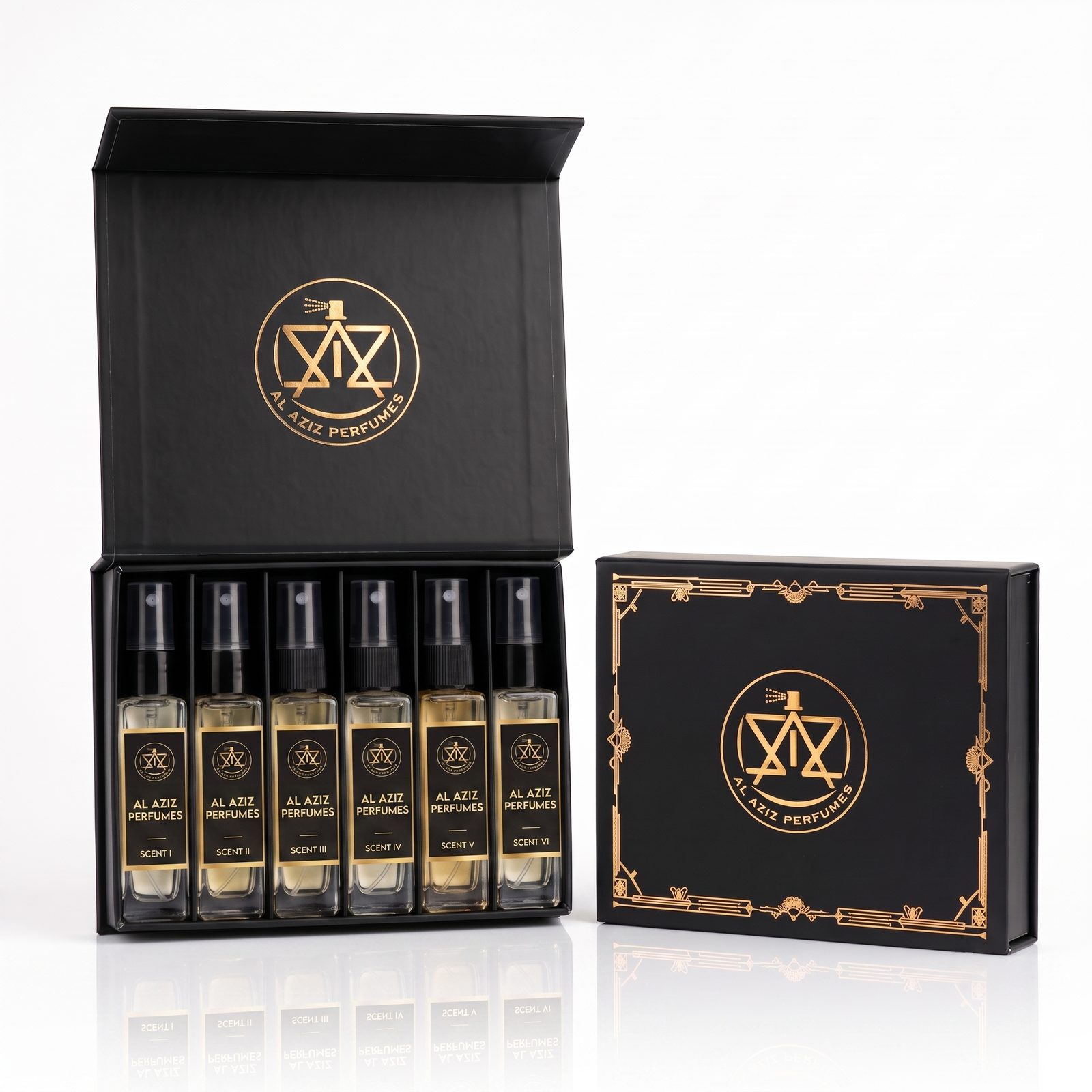 AL AZIZ discovery set, six 10 ml eau de parfum sprays in a keepsake box